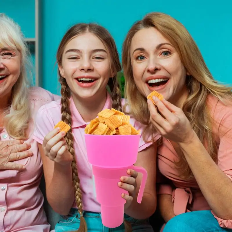 Pop-Corn Snack Cup Top Snack Bowl On Drink Cups Portable Splash Proof A Tenuta Stagna Po-Pcorn Stadium Tum-Bler Con Paglia Cinema Trip