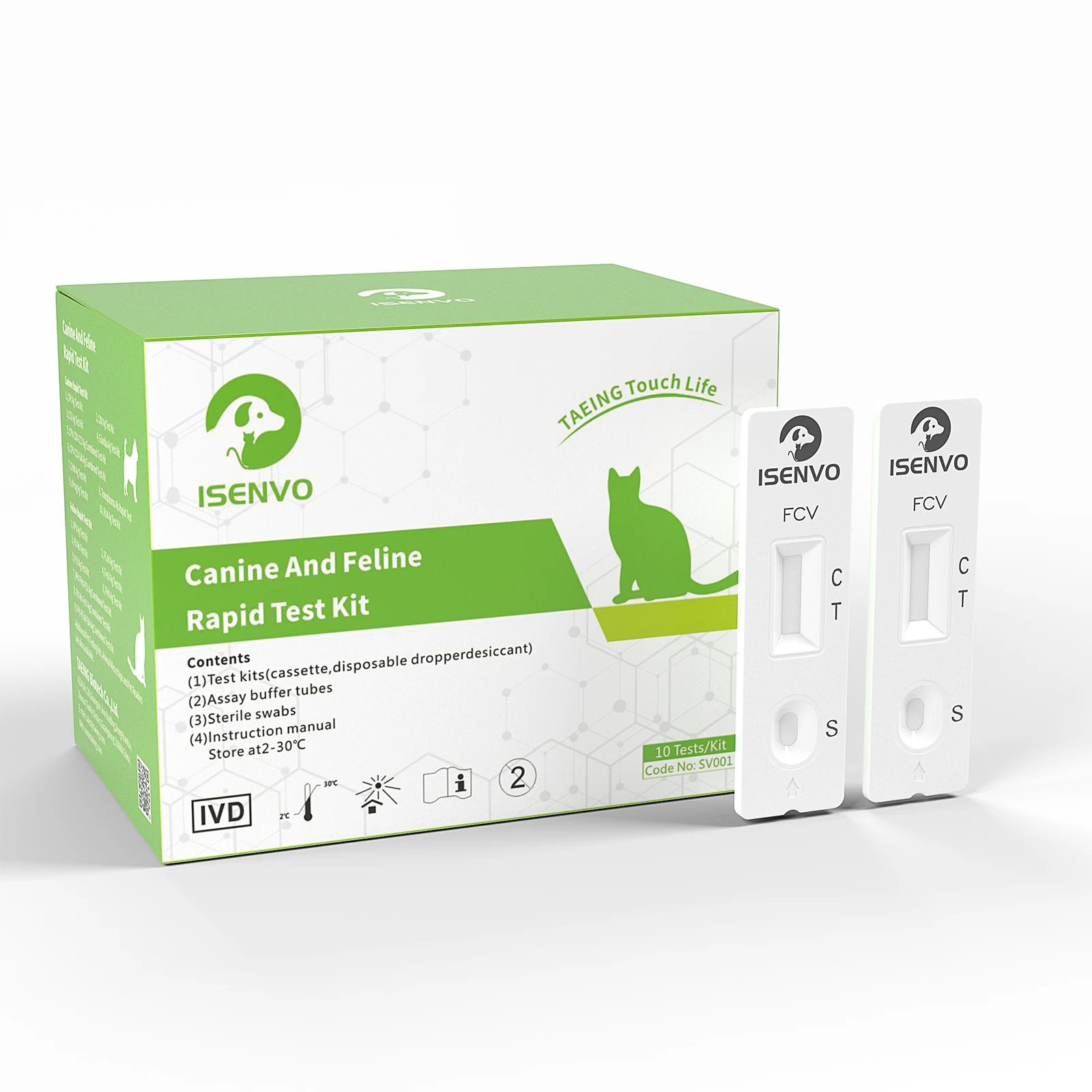 Feline virus test kits 10 Pcs Feline Cat Calicivirus FCV Rapid precision Test Kit Vet Home Nasal & Eye Swab Health Detection for Cats