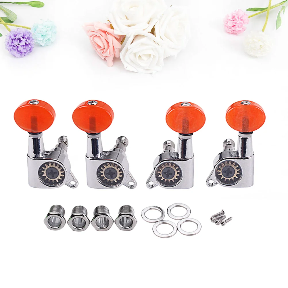 

4pcs 2L 2R Enclosed Ukulele Tuning Pegs Tuners Nickel Machine Head with Buttons Furrules Mounting Screws Keys Set for Ukulele
