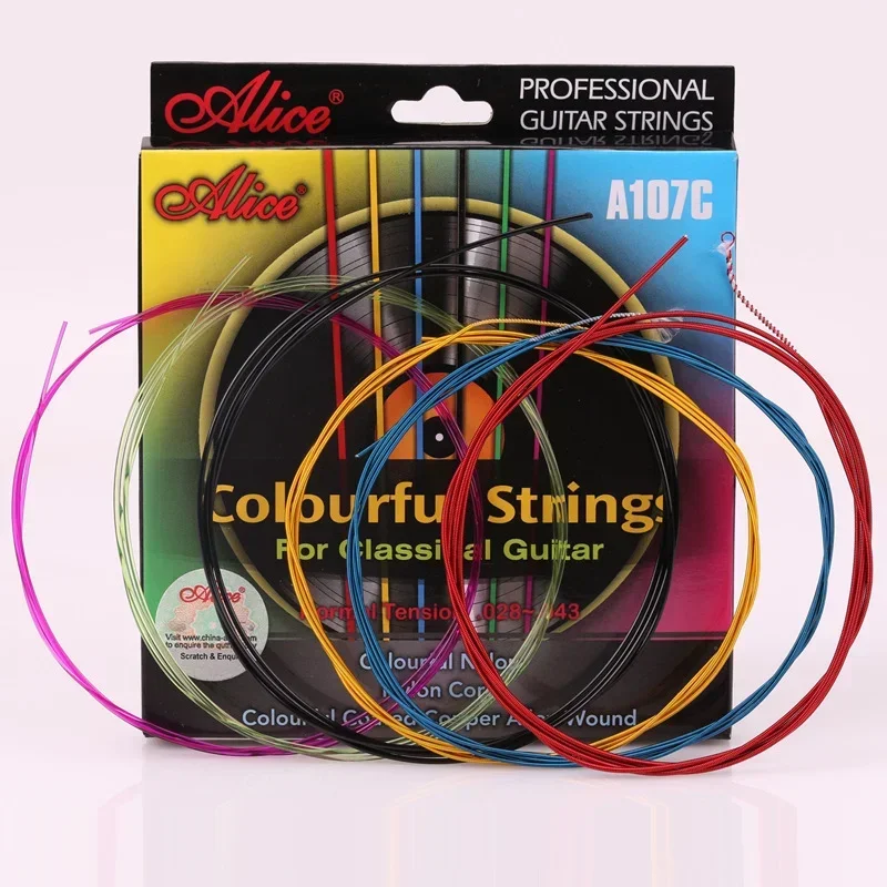 A107C Colorful Classical Guitar Strings Colorful Nylon Colorful Coated Copper Alloy Wound Classic Guitarra Strings