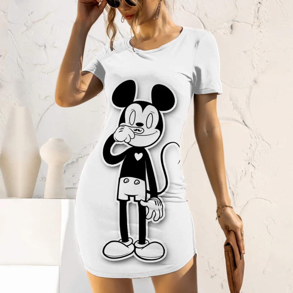 Mickey Women'S Dress Party Dresses Slim Fit Summer Minnie Mouse Top 2022 Stretto Donna Disney Cartoon Spring Fashion 3D Print Sexy