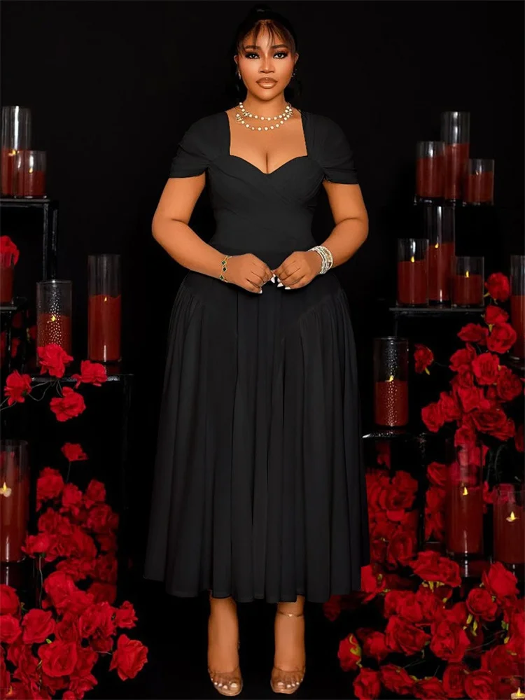 Wmstar Plus Size Dresses Women V Neck Sexy Party  Elegant  Fashion Streetwear Full Length Maxi Dress Wholesale Dropshipping 2025