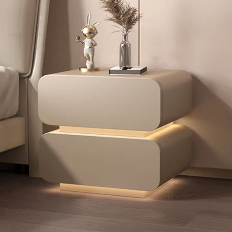 

Modern Minimalist Smart Nightstands for Home Bedside Tables Creative with Smart Sensor Light Bedroom Furniture Bedside Cabinet