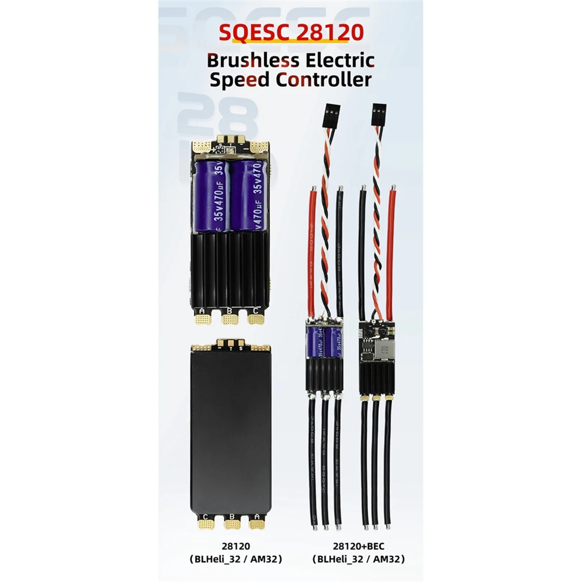 SEQURE 28120 브러시리스 전기 속도 컨트롤러, RC카 모델 레이싱 드론용 펌웨어 지지대, 128KHz PWM, 2-8S 120A (AM32), 신제품