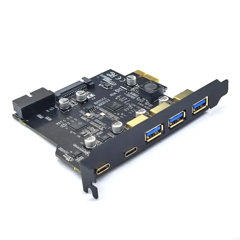 QXNE Next-Gen Type-C USB 3.2 Gen1 PCI-E Board with 5-Port Hub and Internal Connector Expand Your PC Capabilities