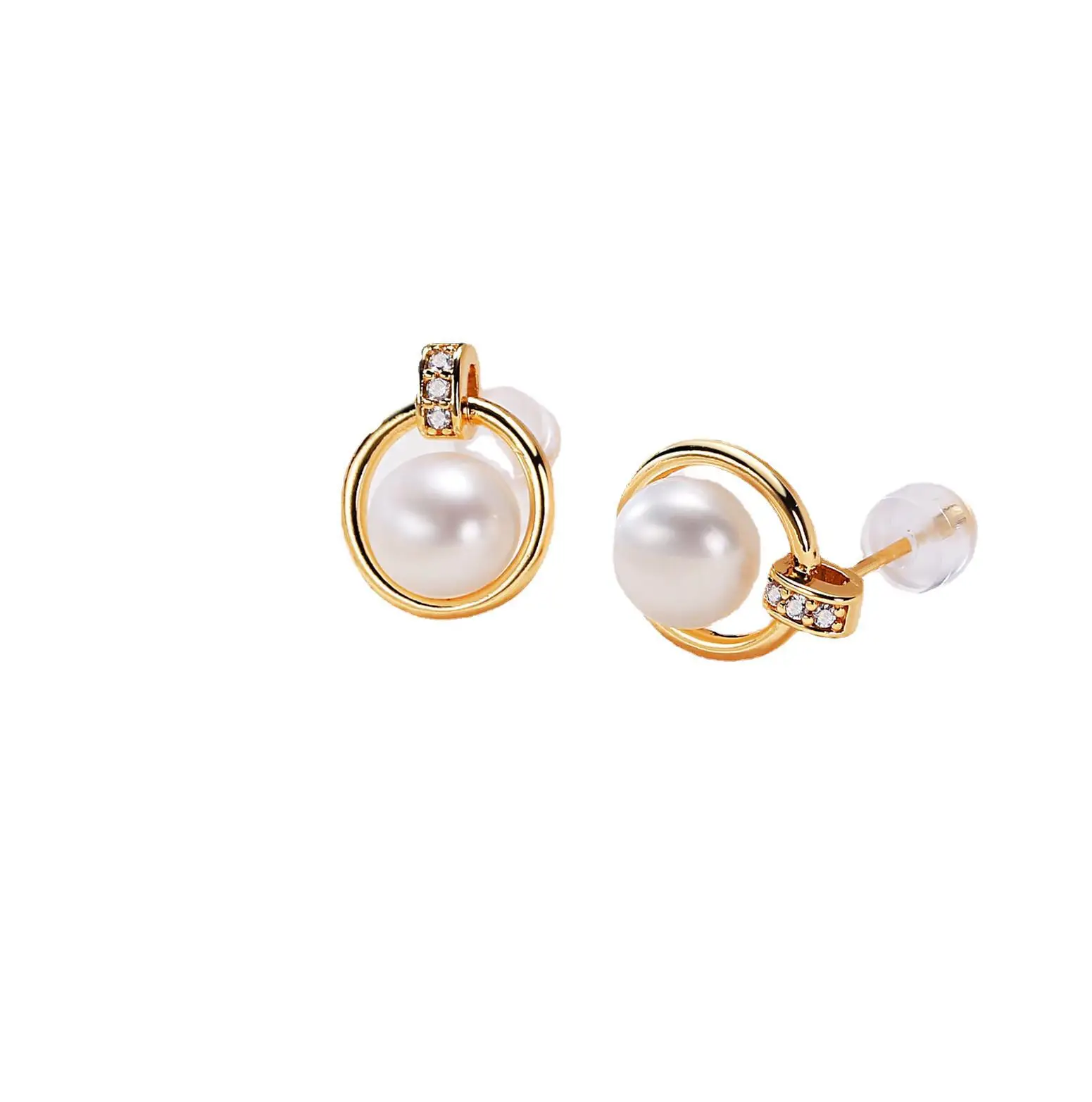 

100% Natural Pearl Stud Earrings for Women Genuine Freshwater Pearls Earring Exquisite Gold Plated Jewelry Fine Accessories