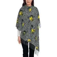 Custom Ladies Long S-Snoopys Woodstock Anime Pattern Scarves Women Winter Fall Thick Warm Tassel Shawl Wrap Scarf 1