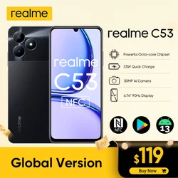 realme C53 Cellphone Octa Core Ultra Slim 33W SUPERVOOC Charge 5000mAh 50MP 6.74