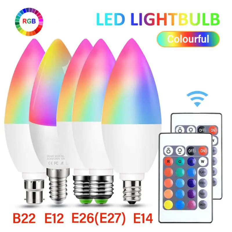 

E14/E122/B22 LED Light Bulb Smart Indoor Neon Sign RGB Light Bulbs Remote Dimmable Tape Lamp Home Lighting LED Bulbs