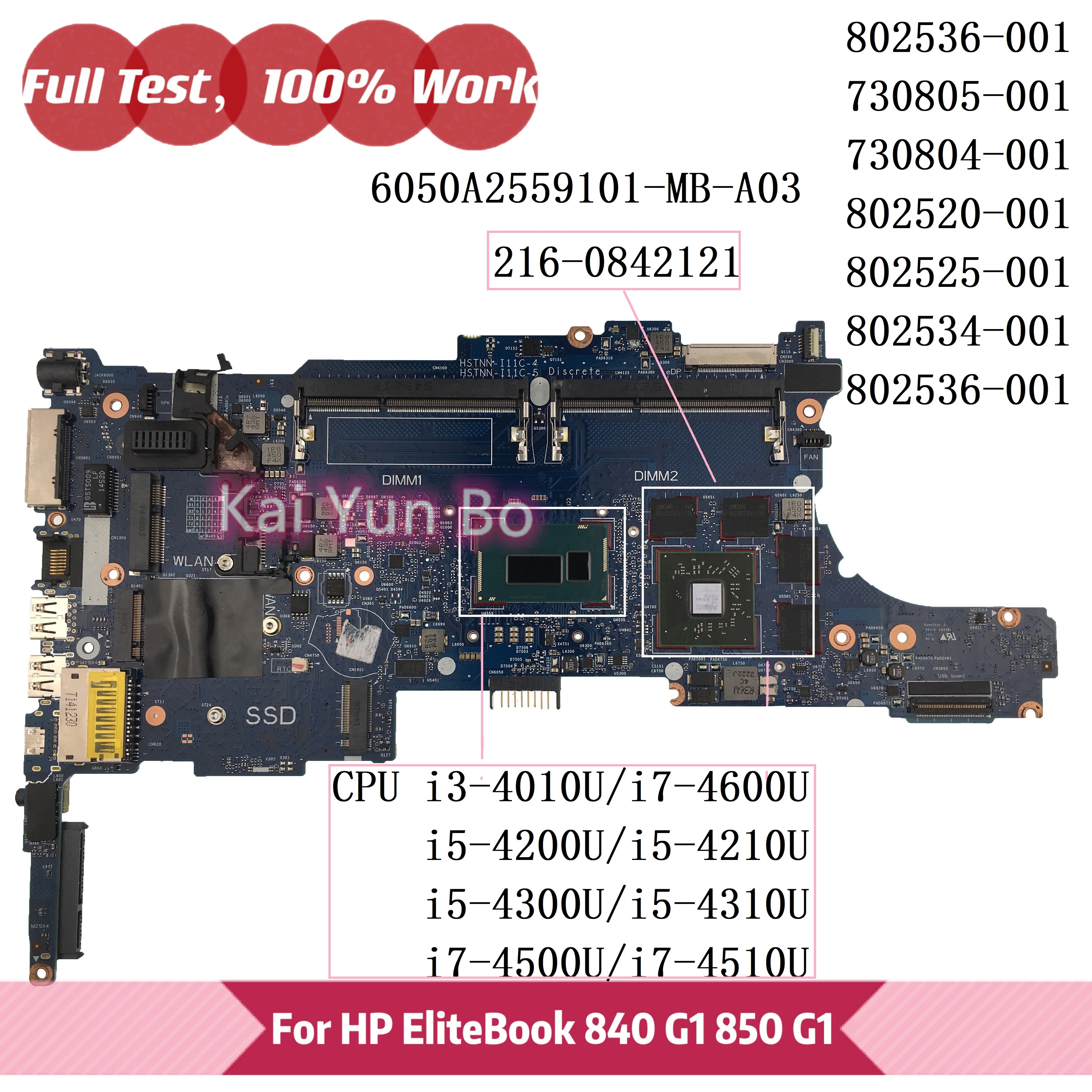 

6050A2559101 Mainboard For HP EliteBook 840 G1 850 G1 Laptop Motherboard 802536-001 730805-001 730804-001 802520-001 W I3 I5 I7