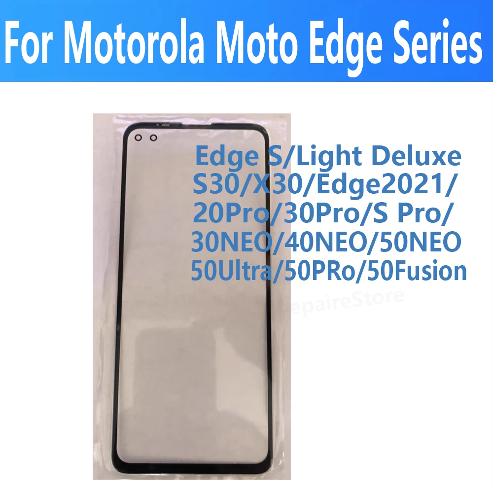 Motorola Moto Edge S Pro 20 Pro X30 50Ultra 터치 스크린 전면 외부 유리 패널 렌즈 유리 (OCA 수리 포함) 용 2PCS