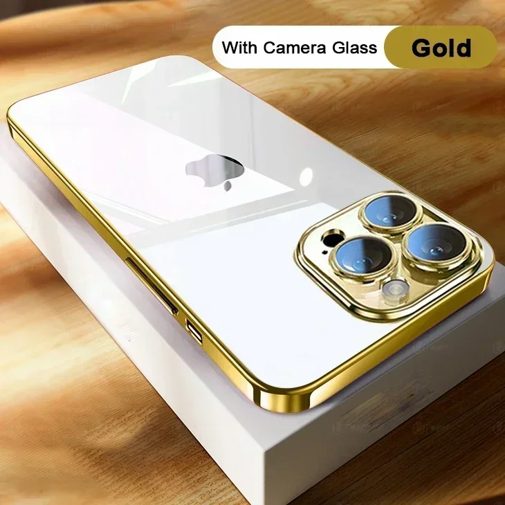 Funda de teléfono transparente con revestimiento de alta calidad para iPhone 16, 15, 14 Plus, 11, 12, 13 Pro Max, protección completa de lente, cubierta trasera de TPU suave a prueba de golpes