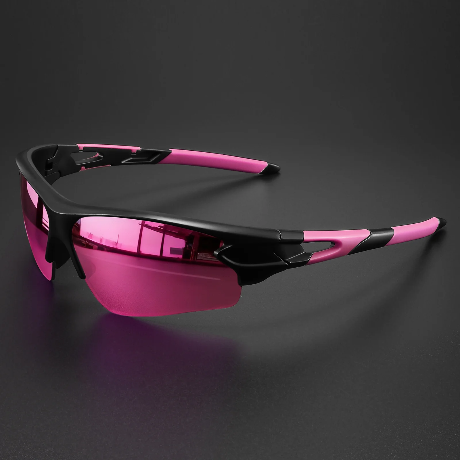 Klassische, farbenfrohe Sport-Sonnenbrille – umlaufendes Design, bequeme Unisex-Passform für Radfahren, Laufen, Wandern und Outdoor – Detail 12