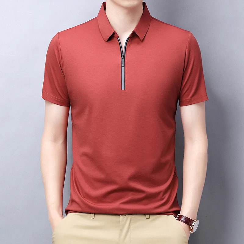 

Fashion Men's Ice Silk POLO Shirt shirt Red