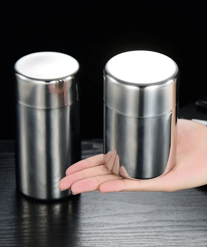 304 Stainless Steel Tea Caddy, Portable, Small, Sealed Tank, Storage Box, Household Metal