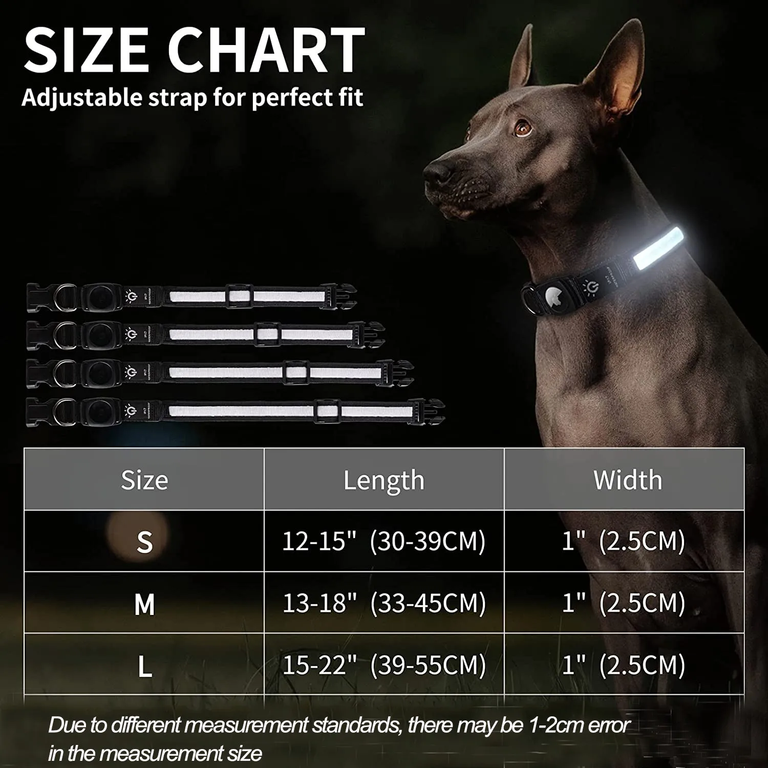 LED Dog Collar with GPS Tracker - Waterproof, USB Rechargeable, Luminous Pet Collar