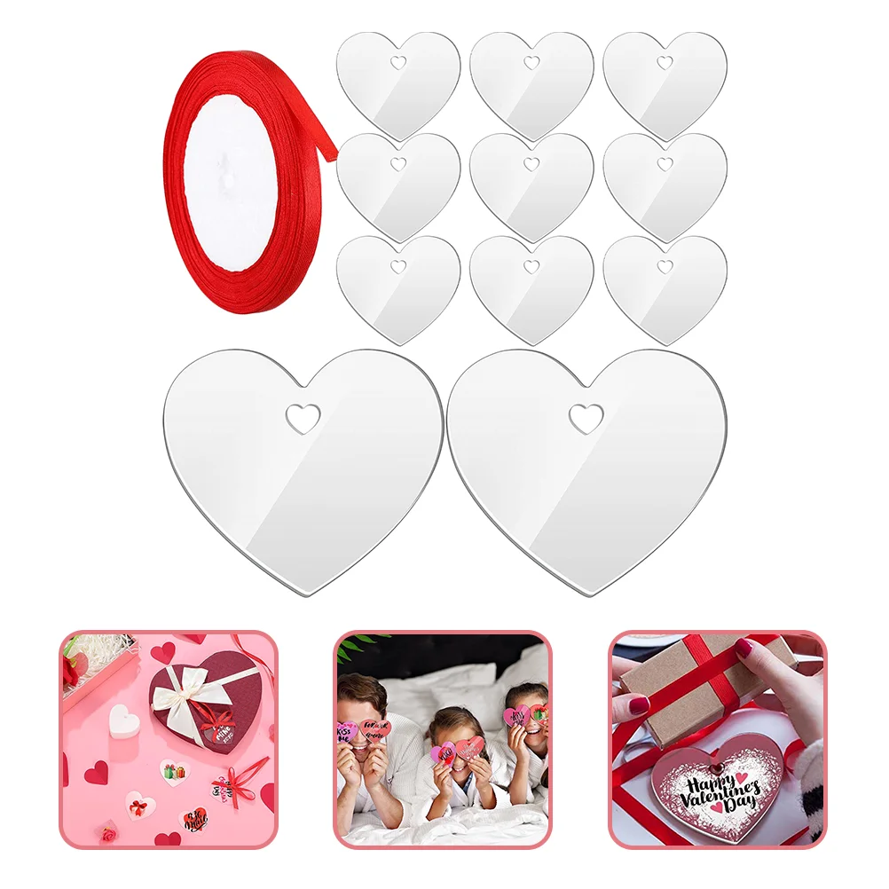 

Acrylic Heart Shape Pendant Diy Tag Valentine'S Day Home Decor With Ribbon Love Key Chain DIY Decorative Luggage Pendant