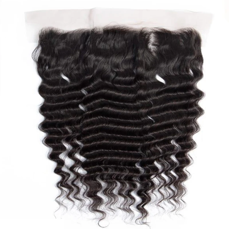 Deep Wave 13x4 Lace Frontal Human Hair Pre-Plucked Natural Color Brazilian Virgin Hair Transparent Lace Closure For Women