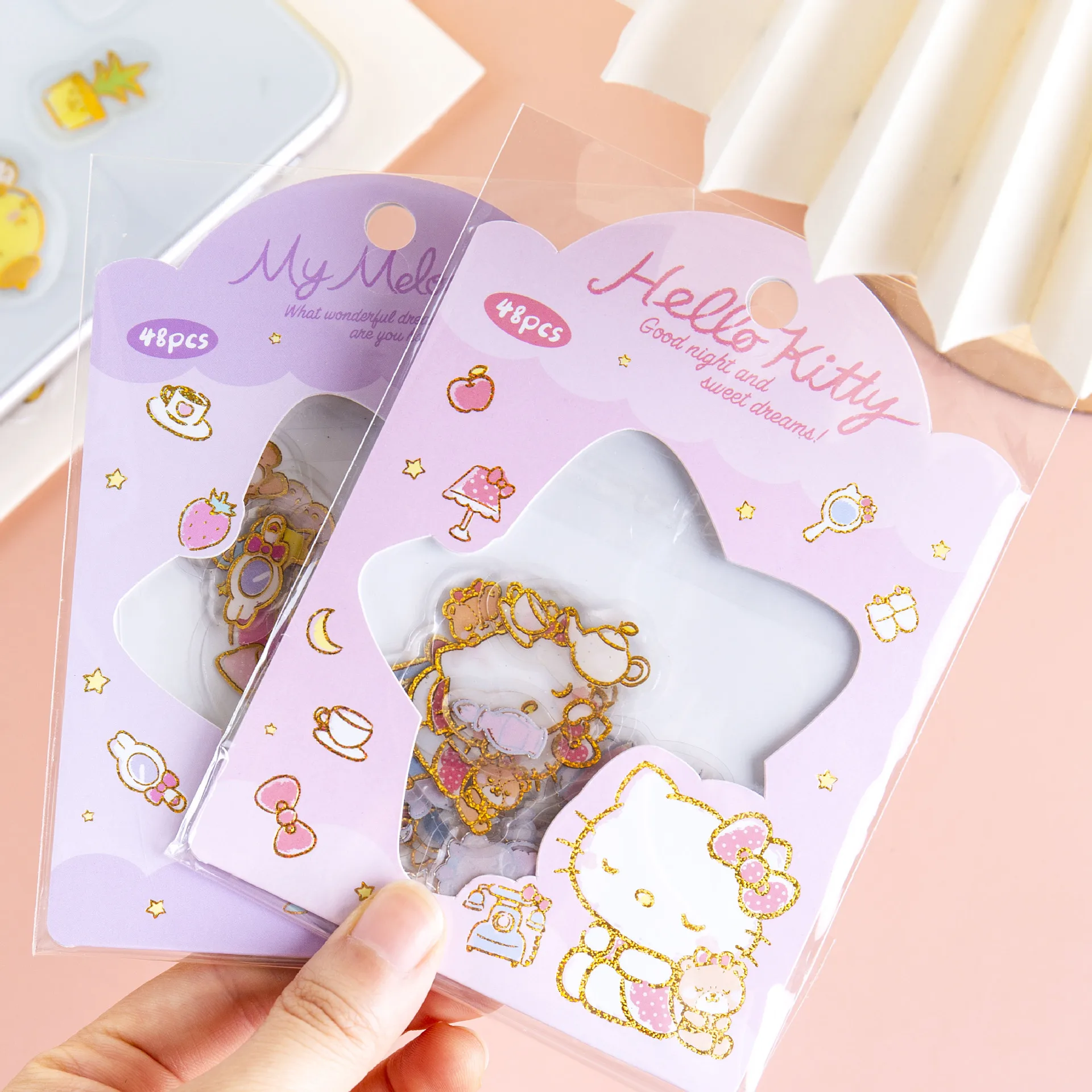 Anime Sanrio Sticker Set Cream Glue Guka Set Diy Material Mobile