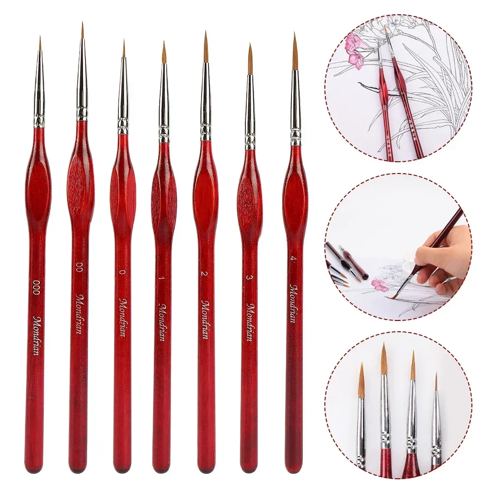 6/7Pcs Professional Sable Hair Paint Brush Set - Miniature Art Brushes for Drawing Gouache Oil Painting Brush Art Supplies 4