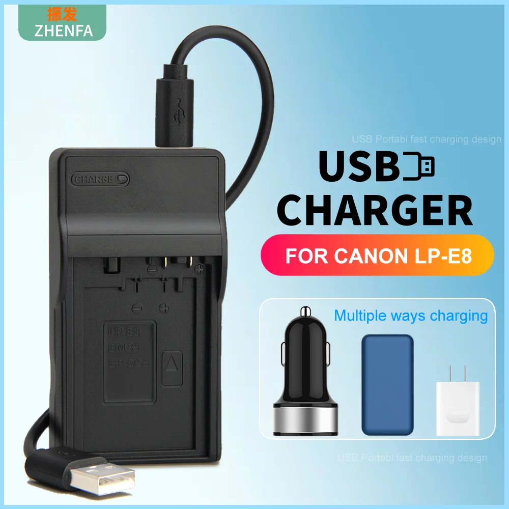 LP-E8 Battery Charger for Canon EOS 550D 600D 650D 700D Kiss X6i X7i Rebel T3i T4i LC-E8 LC-E8C LC-E8E Camera USB charger