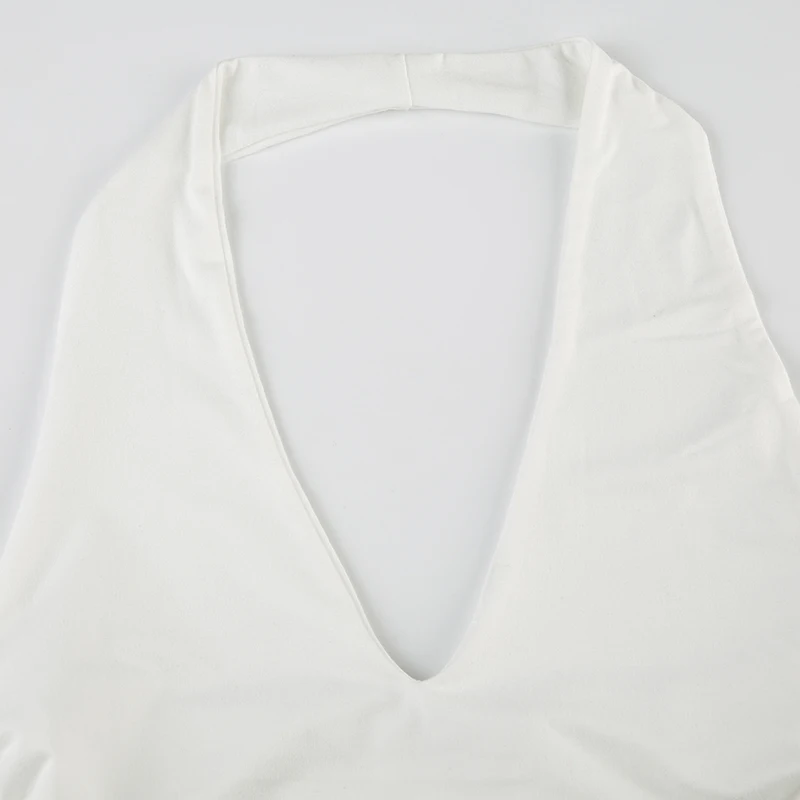 Backless Split Slim Halter Tops For Women Sleeveless V Neck Sexy Rave Vest Solid Basic Casual Summer Tank Tees
