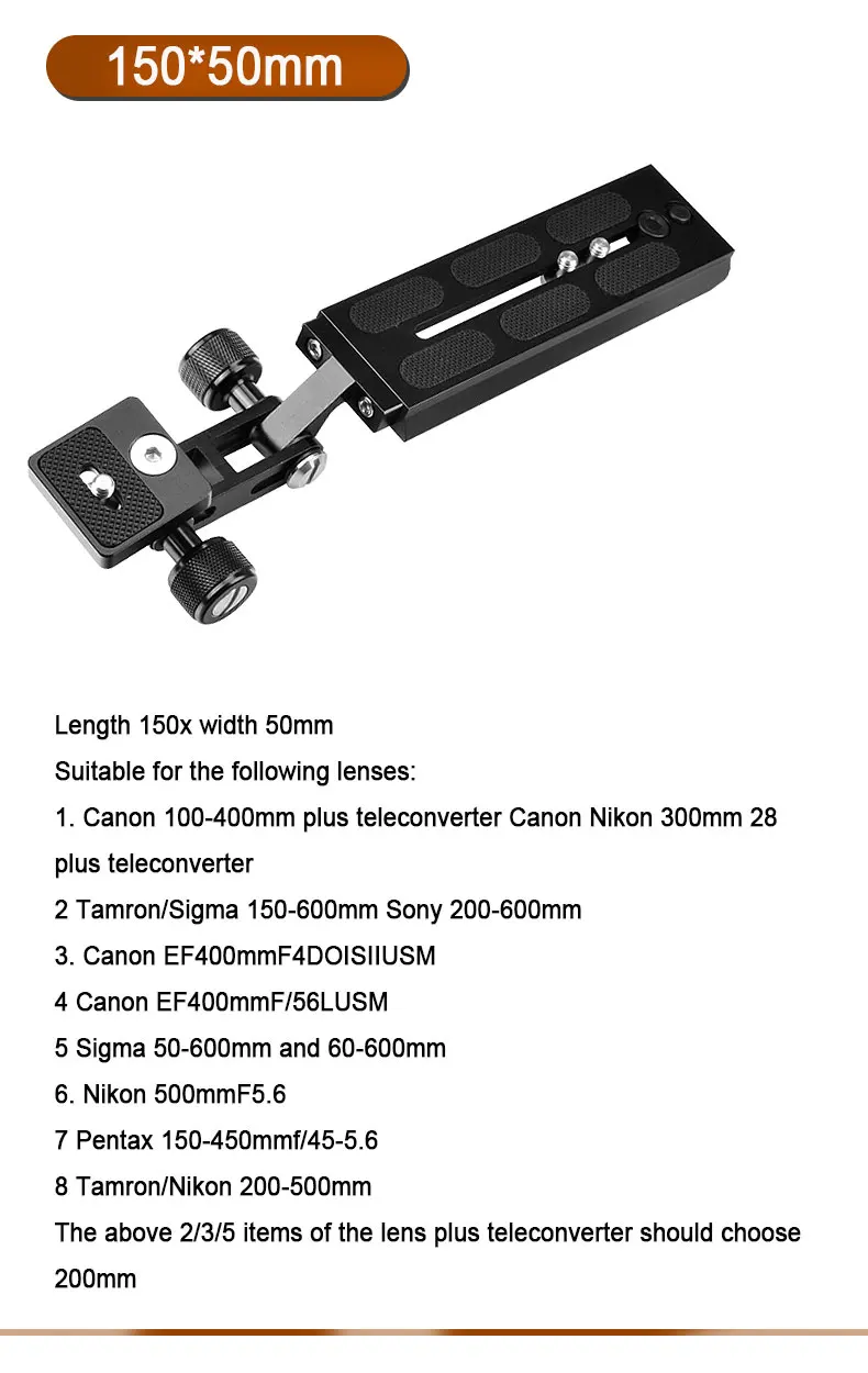 Description Picture 4 of itemCamera Long Plate Professional Camera Telephoto Lens Support Bracket Tripod Fluid Head Mount Adapter For Manfrotto Standard