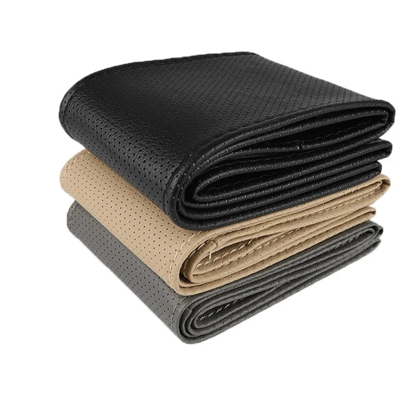 

Universal Micro Fiber Leather Car Steering Wheel Cover Anti-Slip Steering Wrap Cover for 38mm Diameter, Black, Gray, Beige