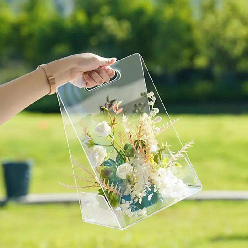 Handbags Vase Handheld Vase Acrylic Flower Basket High-End Transparent Floral Arrangement Clear Modern Decorative Vase For 3