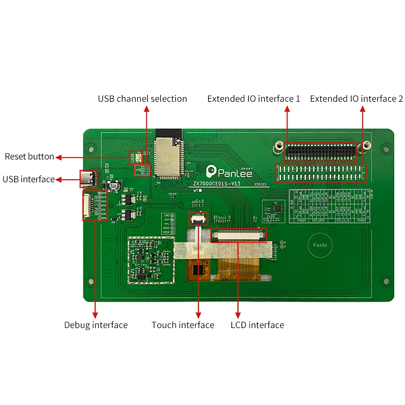 Placa de Desenvolvimento Esp32 para Smart Home Dashboard Toque Capacitivo Áudio Rs485 Opcional 800x480 Display Esp32-s3r8 Mcu 7 - Imagem 3