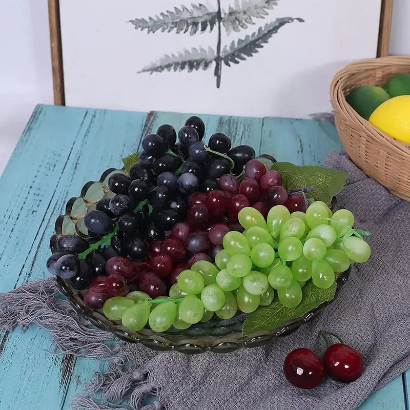 Fake Grapes Bundles Bunches Reusable Black Purple Green Grapes Durable Plastic Fake Fruits Home Decor artificial fruits and vegetables artificial grapes