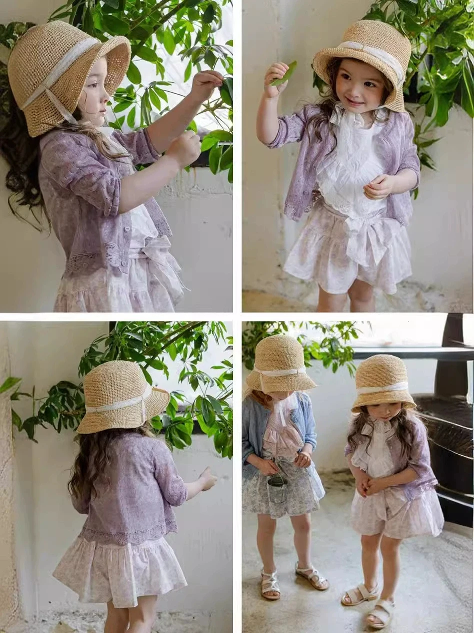 2026년 봄 신상 한국 아동 여아 우아한 레이스 마감 다용도 공주풍 긴팔 니트 가디건