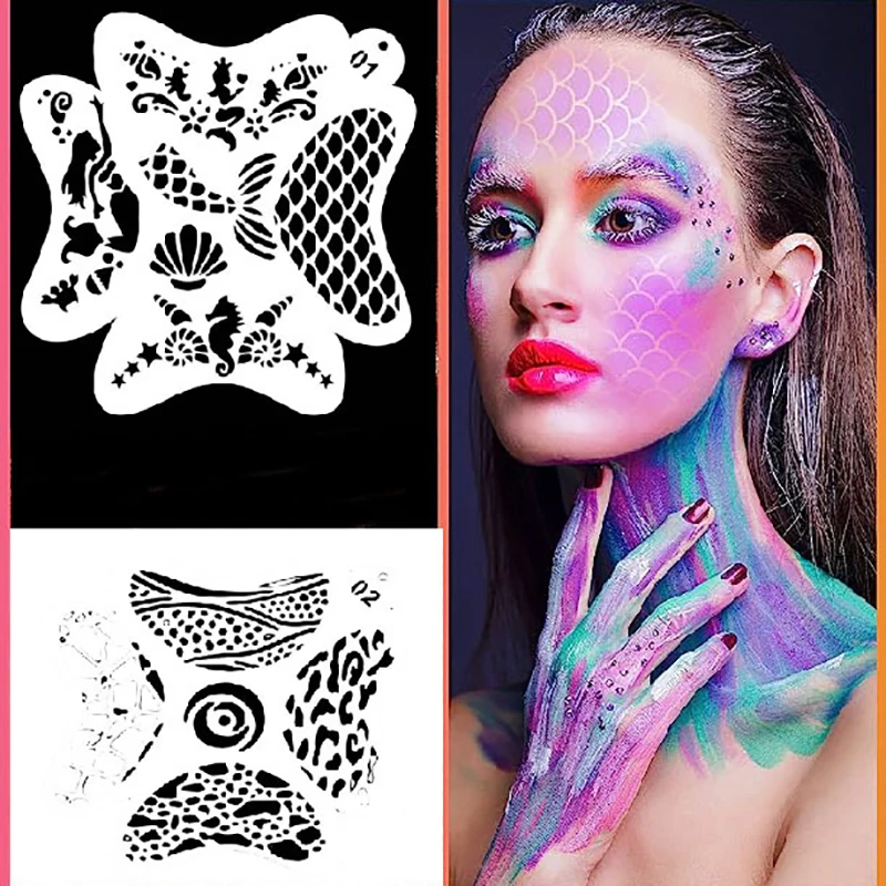 Halloween Children's Adult Body Face Tattoos Spray Painting Safe Harmless DIY Template For Kids Holiday Decorations Makeup Tools