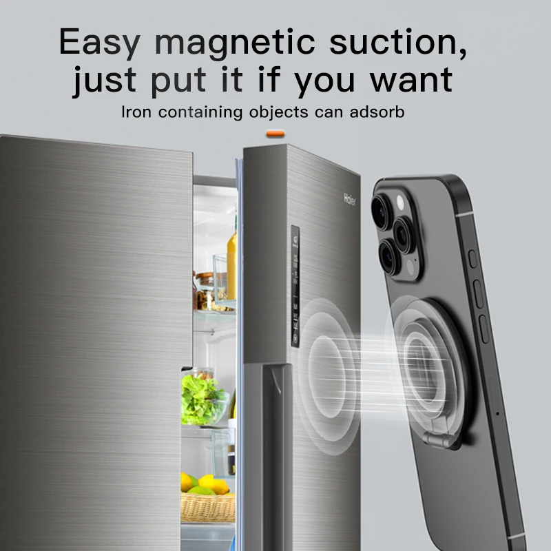 Dual-Sided Magnetic Phone Stand and Ring Holder with Kickstand Grip