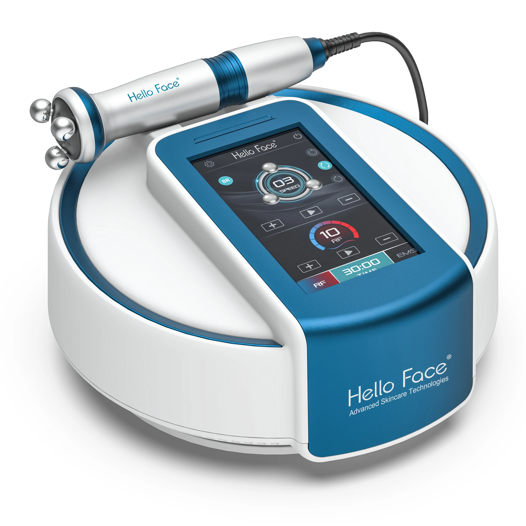 

EMS Micro-current RF Facial Lifting Beauty Device With 5 Level Anti-aging Skincare LED Blue Light Rotary Massager and Box