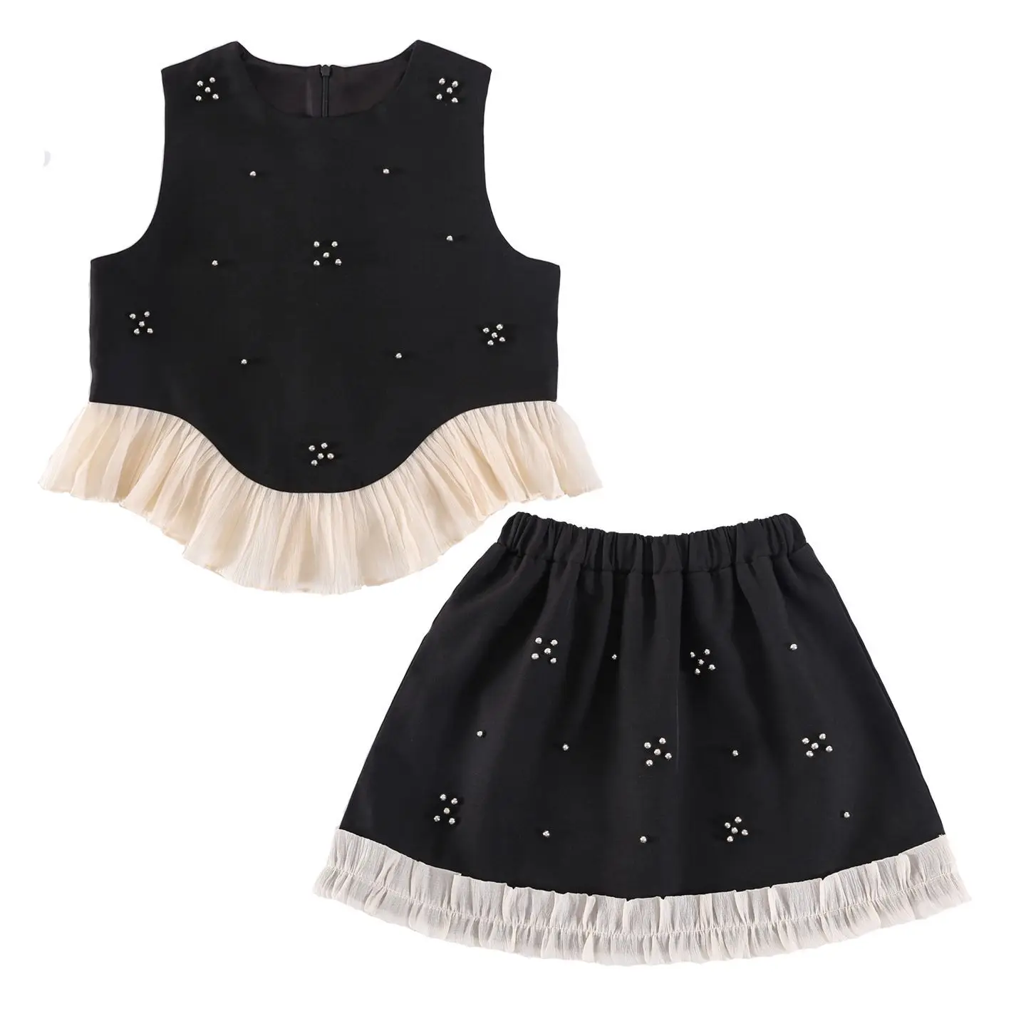 New Baby Girls Teenage Formal Lady  Sets,   Vest  + Skirts  Princess Elegant Suits   5-12 T