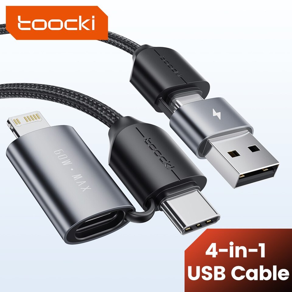 Toocki 4in1 3in1 USB Type C To Type C Cable For iPhone Charger To USB A Cable QC PD 3.0 Fast Charge Charger For Xiaomi 12 Realme