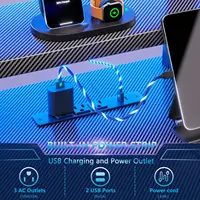 39 Inch Gaming Desk with LED Lights & Power Outlet, Small Gaming Computer Desk with Storage Shelves, L Shaped Gamer, Customized 5