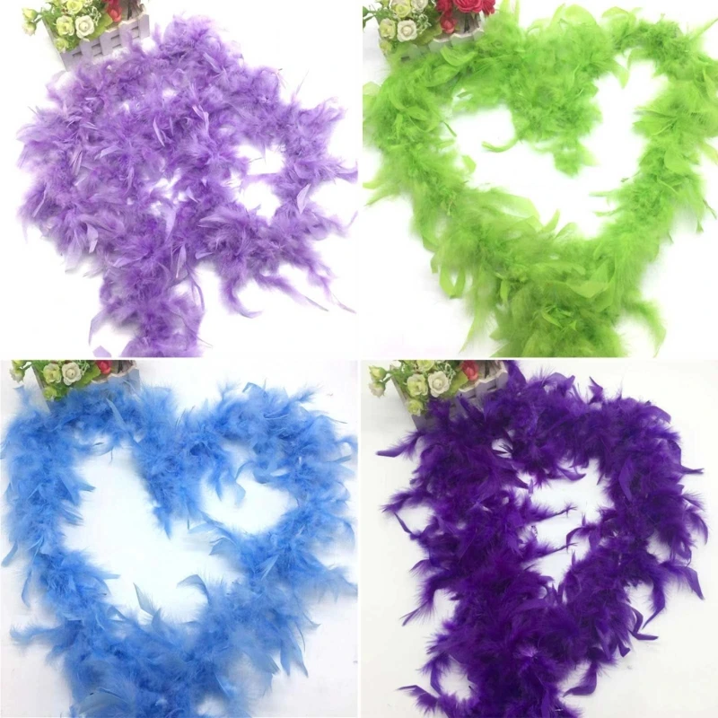 Feather Boa Plush Feather Trim Stripe Shawl for Wedding Dress Clothes Decors 2