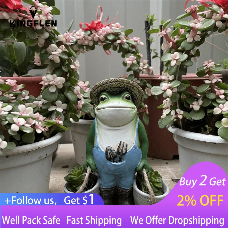

1pc Resin Hat Frog Small Animal Ornaments Garden Meaty Small Bonsai Crafts Home Balcony Decoration