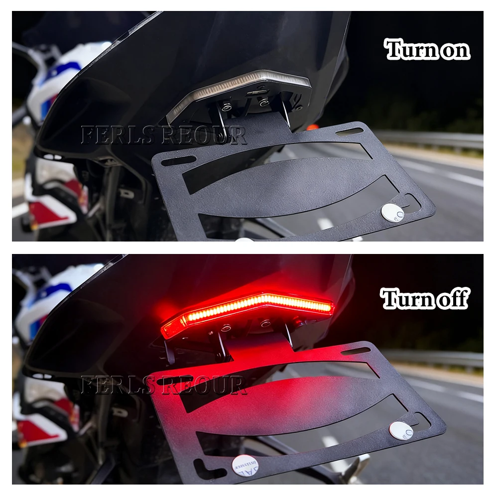 BMW S1000RR 2019-2025용 오토바이 LED 테일 라이트 정리 키트, 번호판 브래킷, 직접 장착 펜더 제거기