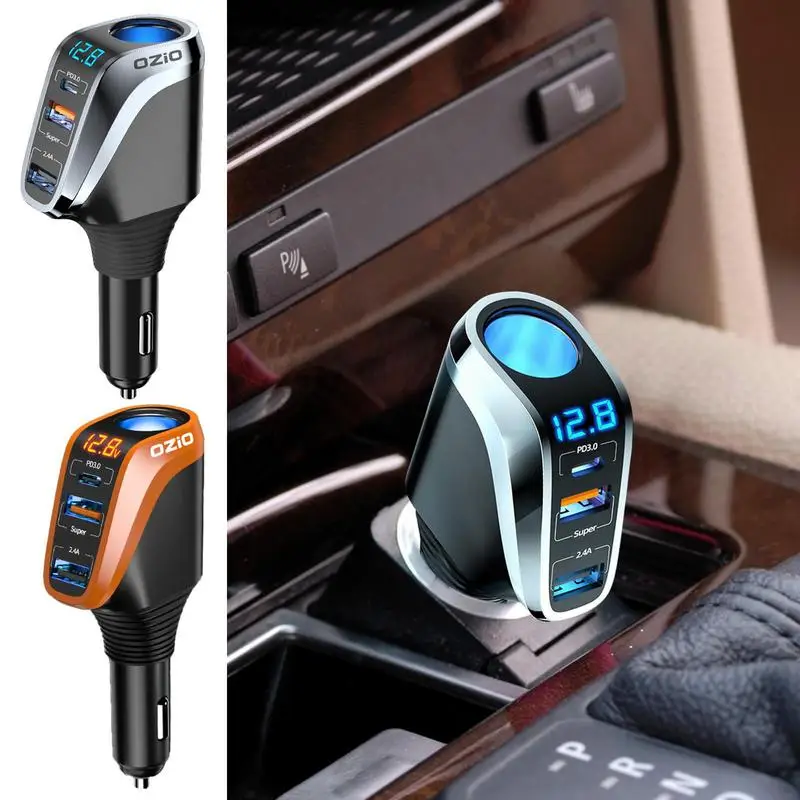 

Car USB Charger Multi Port Fast Charger With Universal Socket Splitter Ports And Lighter USB Charger 12V-24V Car Adapter