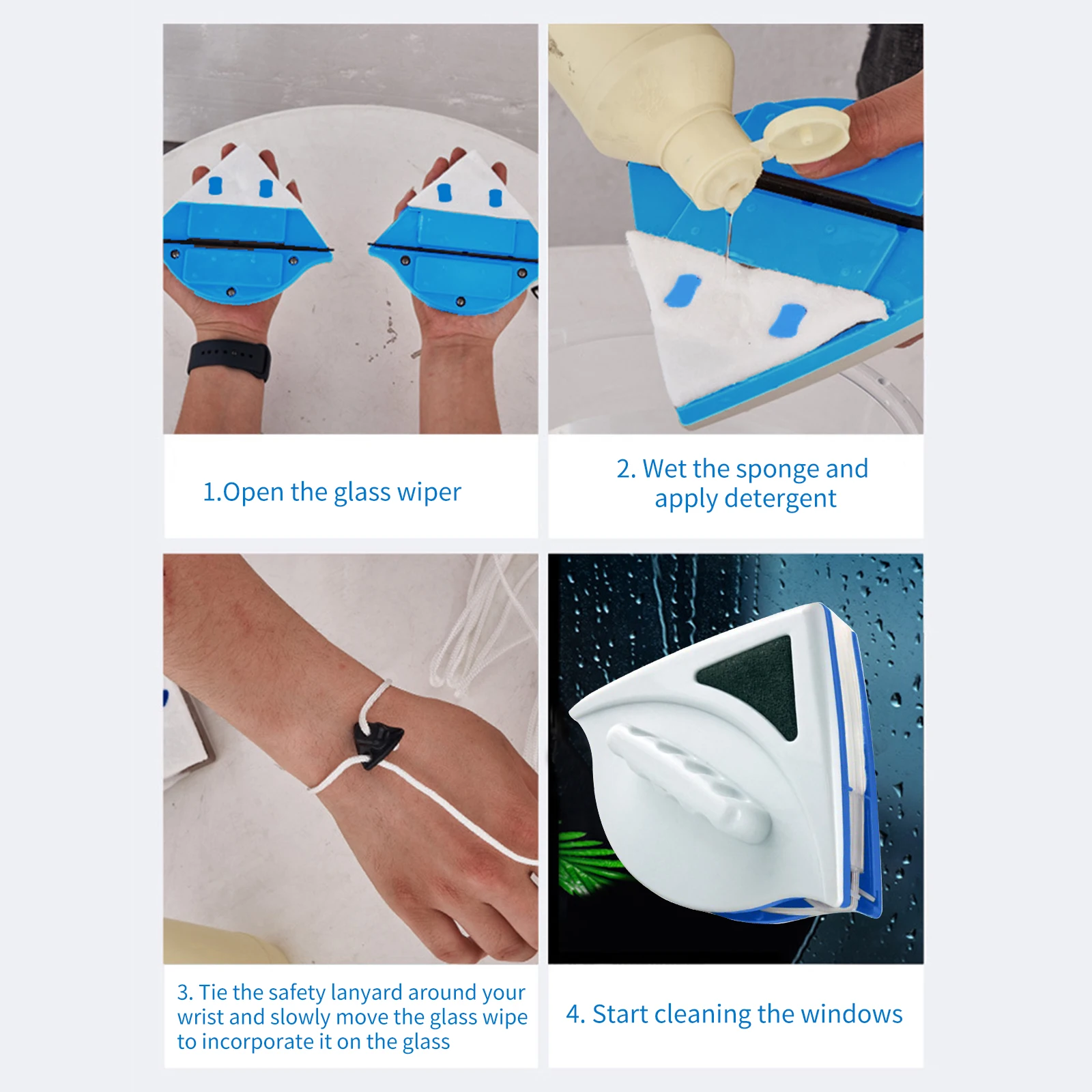 Wiper Double-side Magnetic Glass Window Cleaner Surface Cleaning Brush Triangle Cleaning Tools Thickness 3-8mm window cleaning brush window cleaner