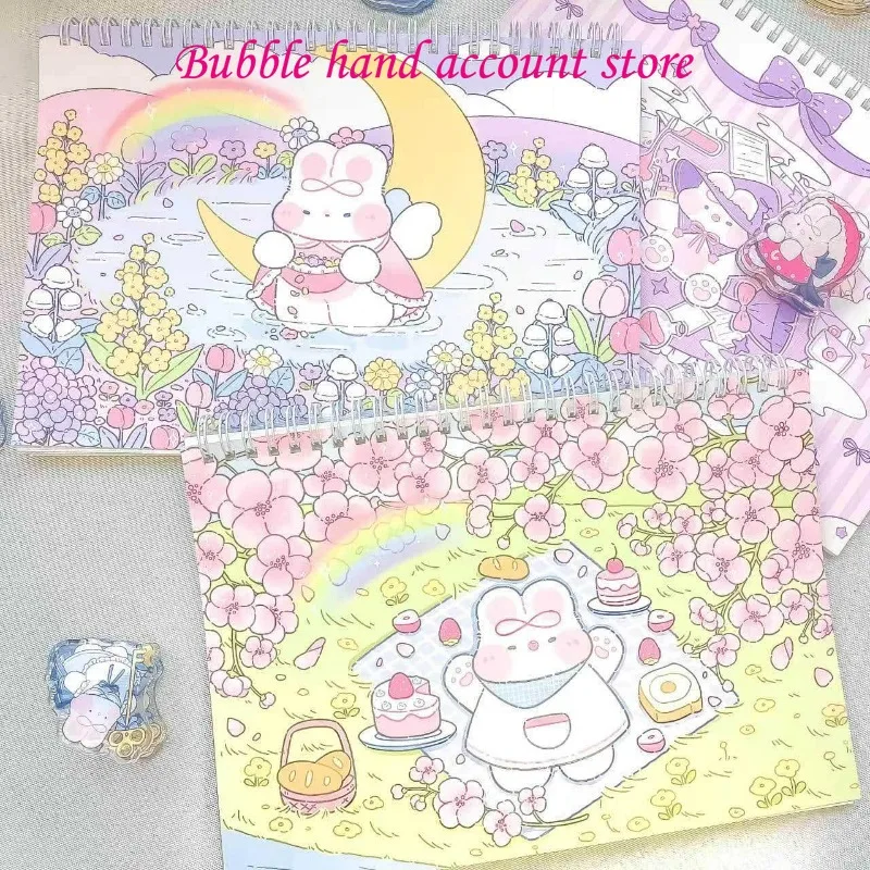 Cream Rabbit B5 release original double-sided cute flower collection and paper sticker ledger book