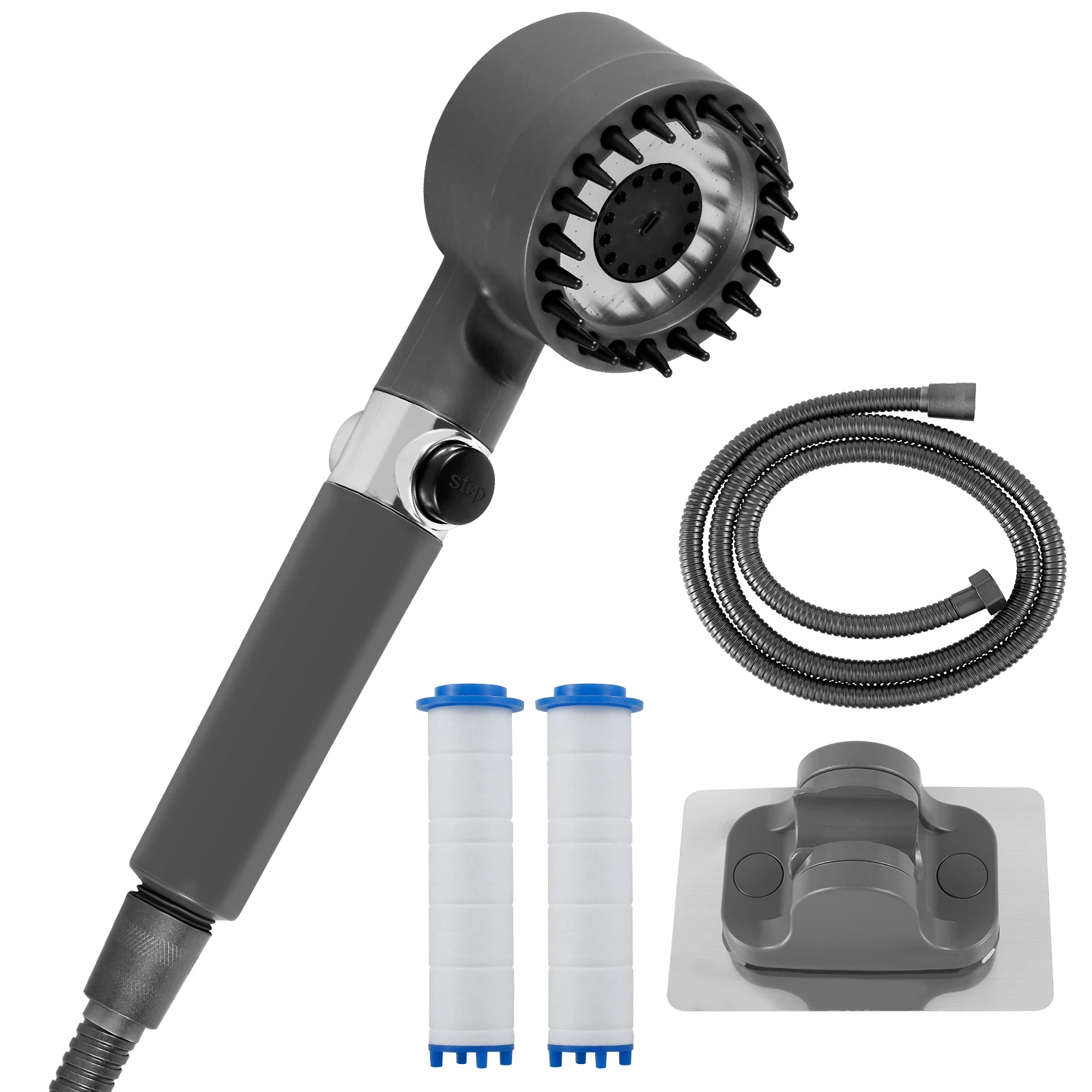 

Shower Head Professional Pressure Boosting Showerhead Set with Replacement Filters and Bracket Plastic Filtered Shower Head 90°