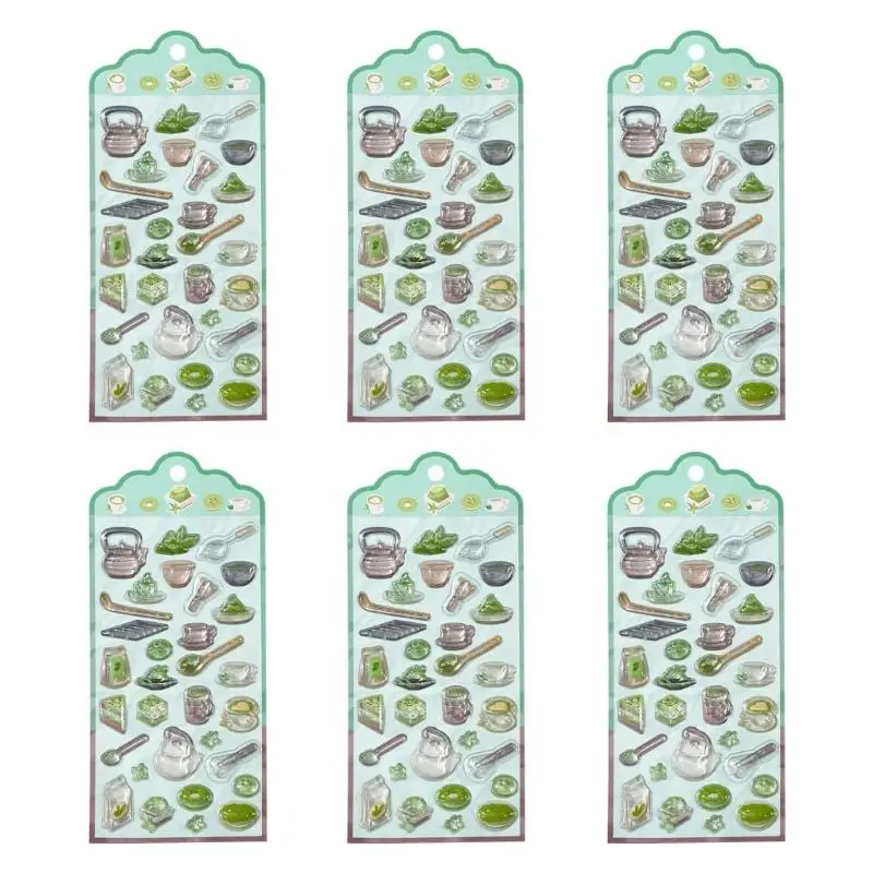 31BA 6 fogli adesivi in rilievo per copertura del telefono del diario del taccuino Scrapbooking