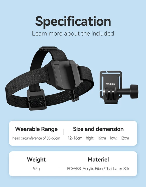 TELESIN Supporto Testa Per Action Cam - Sgancio Rapido, Compatibile GoPro Hero 12-5, DJI OSMO E Altri - Foto 8