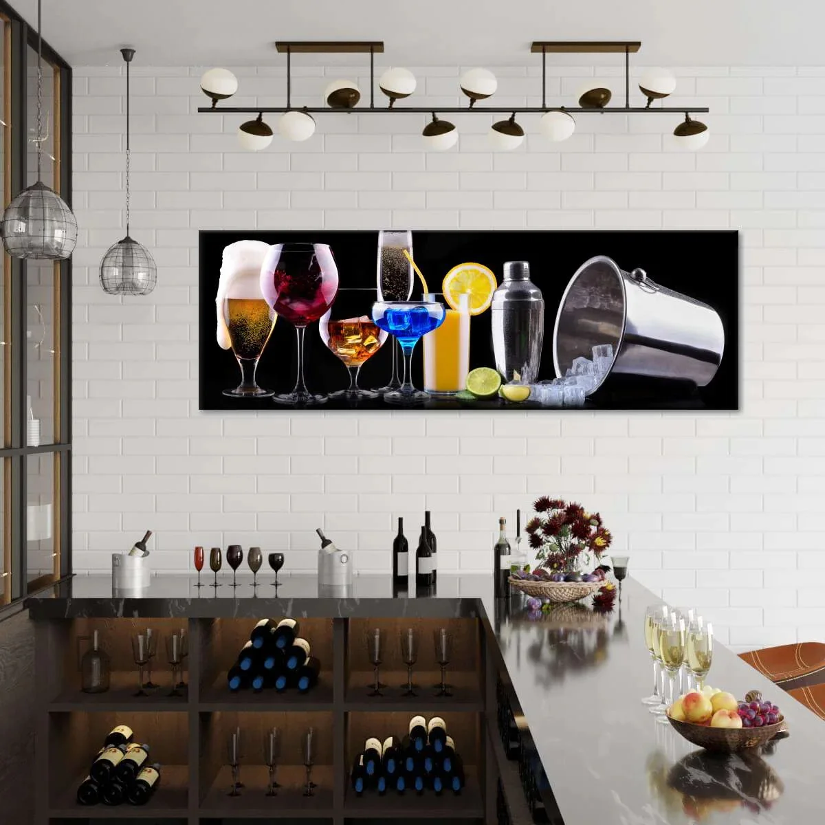 

Wine and Beverage Glasses Ice Cubes Canvas Painting Poster Home Decor Wall Art Decoration Picture For Living Bed Kids Bath Room