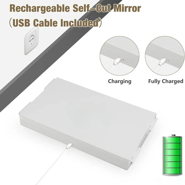 Lumières LED Miroir 3 voies pour une coupe de cheveux automatique rechargeable 360 °   Miroir avec miroir auto-coupe de cheveux avec crochets réglables en hauteur 4