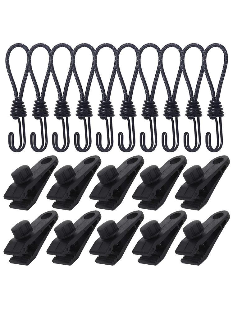 Description Picture 2 of item10pcs Tent Clip Elastic Rope Cord Hook Versatile Outdoor Camping Canopy Tarp Tent Fixing Cord String Carabiner Hooks Accessories